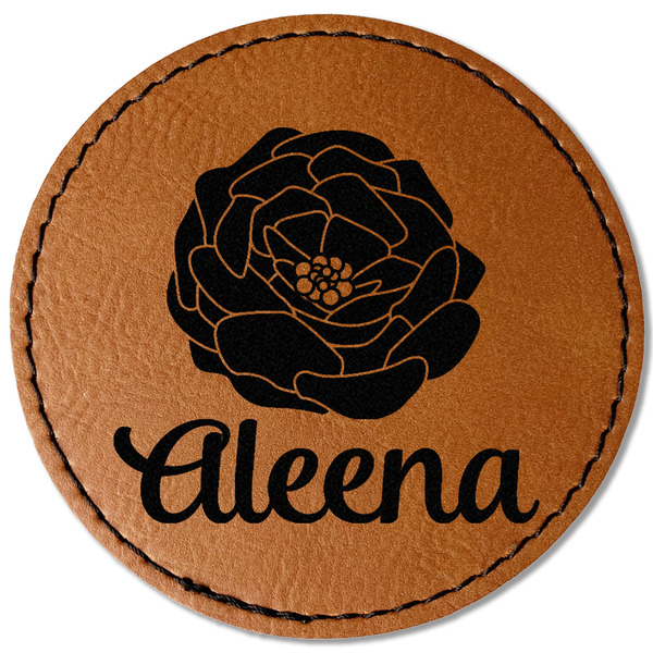 Custom Fall Flowers Faux Leather Iron On Patch - Round (Personalized)