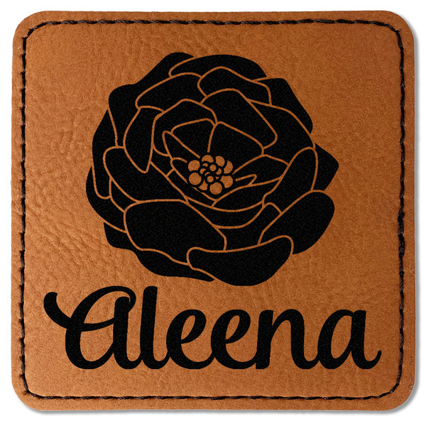 Custom Fall Flowers Faux Leather Iron On Patch - Square (Personalized)