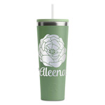 Fall Flowers RTIC Everyday Tumbler with Straw - 28oz - Light Green - Double-Sided (Personalized)