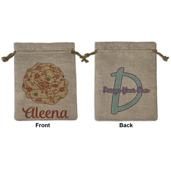 Custom Fall Flowers Medium Burlap Gift Bag - Front & Back (Personalized)