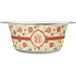 Fall Flowers Stainless Steel Dog Bowl (Personalized)