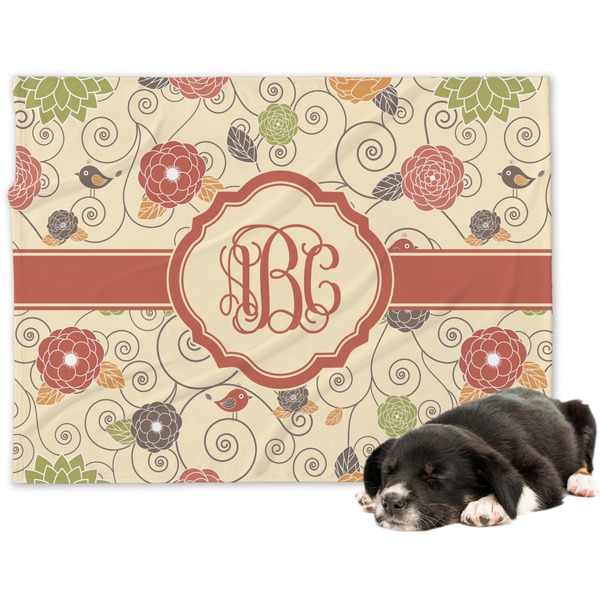 Custom Fall Flowers Dog Blanket - Regular (Personalized)