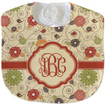 Fall Flowers Velour Baby Bib w/ Monogram