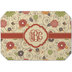 Fall Flowers Dining Table Mat - Octagon (Single-Sided) w/ Monogram