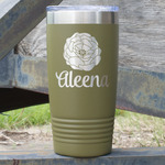 Fall Flowers 20 oz Stainless Steel Tumbler - Olive - Double Sided (Personalized)