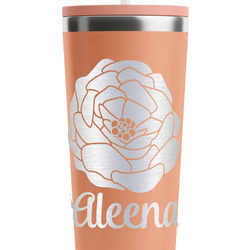 Fall Flowers RTIC Everyday Tumbler with Straw - 28oz - Peach - Double-Sided (Personalized)