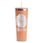 Fall Flowers RTIC Everyday Tumbler with Straw - 28oz - Peach - Single-Sided (Personalized)