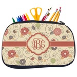 Fall Flowers Neoprene Pencil Case - Medium w/ Monogram