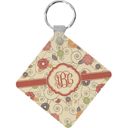 Fall Flowers Diamond Plastic Keychain w/ Monogram