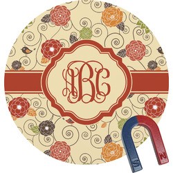 Fall Flowers Round Fridge Magnet (Personalized)
