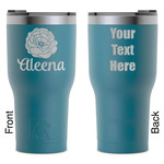 Fall Flowers RTIC Tumbler - Dark Teal - Laser Engraved - Double-Sided (Personalized)