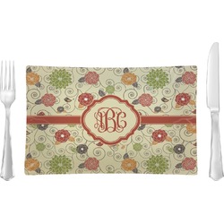 Fall Flowers Glass Rectangular Lunch / Dinner Plate (Personalized)