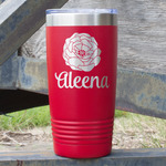 Fall Flowers 20 oz Stainless Steel Tumbler - Red - Single Sided (Personalized)