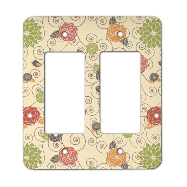 Custom Fall Flowers Rocker Style Light Switch Cover - Two Switch