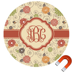 Fall Flowers Round Car Magnet - 6" (Personalized)