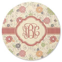 Fall Flowers Round Rubber Backed Coaster (Personalized)