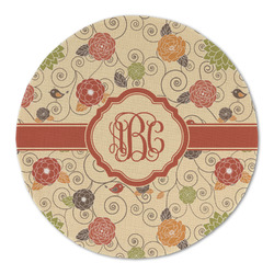 Fall Flowers Round Linen Placemat - Single Sided (Personalized)