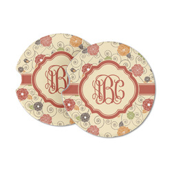Fall Flowers Sandstone Car Coasters - Set of 2 (Personalized)