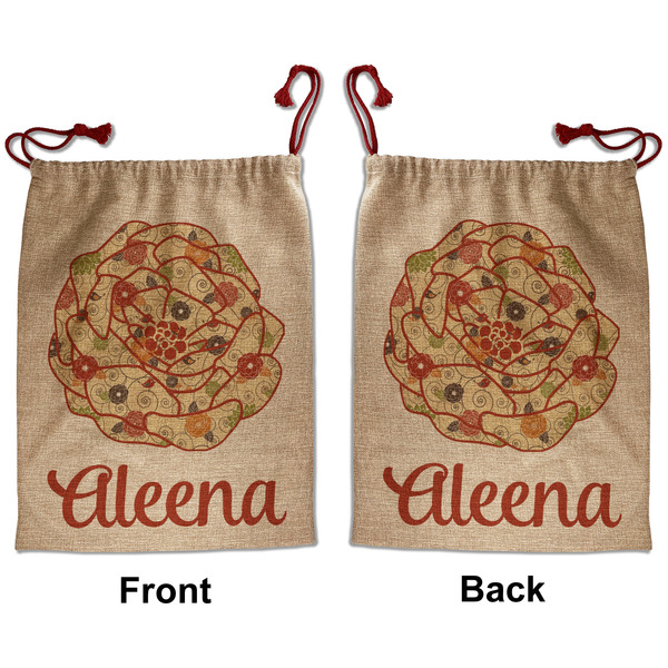 Custom Fall Flowers Santa Sack - Front & Back (Personalized)