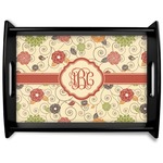 Fall Flowers Black Wooden Tray - Large (Personalized)