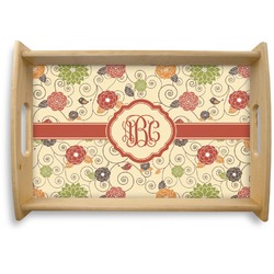 Fall Flowers Natural Wooden Tray - Small (Personalized)