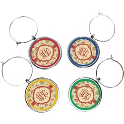 Fall Flowers Wine Charms (Set of 4) (Personalized)