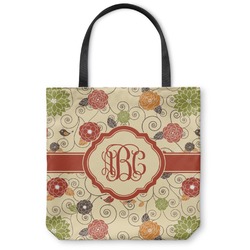 Fall Flowers Canvas Tote Bag - Small - 13"x13" (Personalized)