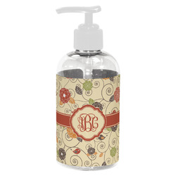 Fall Flowers Plastic Soap / Lotion Dispenser (8 oz - Small - White) (Personalized)