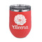 Fall Flowers Stainless Wine Tumblers - Coral - Double Sided - Front