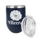 Fall Flowers Stainless Wine Tumblers - Navy - Double Sided - Alt View