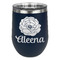 Fall Flowers Stainless Wine Tumblers - Navy - Double Sided - Front