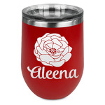 Fall Flowers Stemless Stainless Steel Wine Tumbler - Red - Double Sided (Personalized)