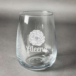 Fall Flowers Stemless Wine Glass (Single) (Personalized)