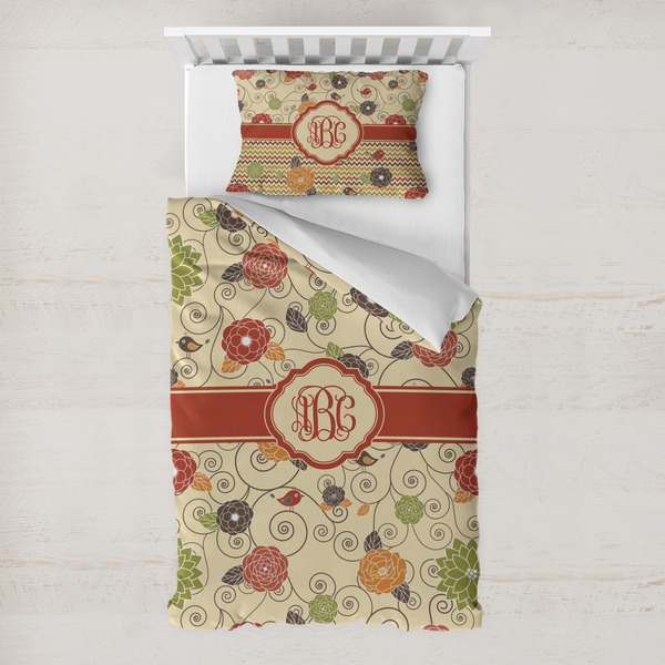 Custom Fall Flowers Toddler Bedding w/ Monogram