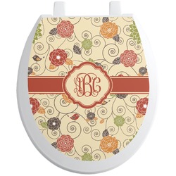 Fall Flowers Toilet Seat Decal - Round (Personalized)