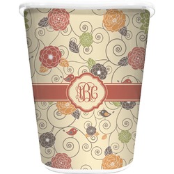 Fall Flowers Waste Basket - Double Sided (White) (Personalized)