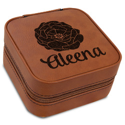 Fall Flowers Travel Jewelry Box - Leather (Personalized)