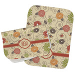 Fall Flowers Burp Cloths - Fleece - Set of 2 w/ Monogram