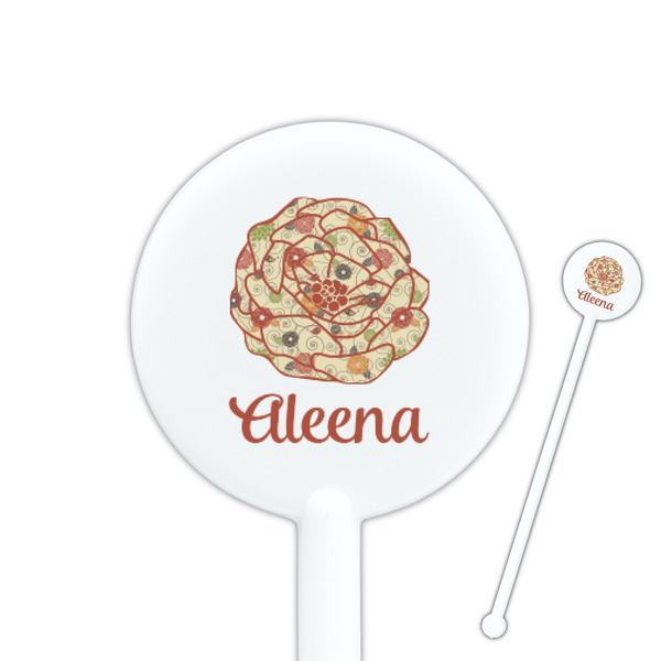 Custom Fall Flowers 5.5" Round Plastic Stir Sticks - White - Double Sided (Personalized)