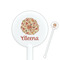 Fall Flowers White Plastic 5.5" Stir Stick - Round - Closeup