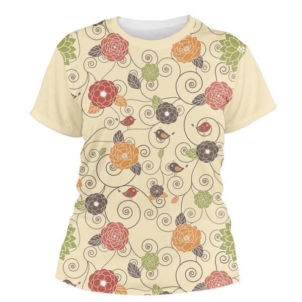 Custom Fall Flowers Women's Crew T-Shirt - Large