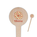 Fall Flowers 4" Round Wooden Food Picks - Single Sided (Personalized)