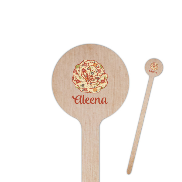 Custom Fall Flowers 7.5" Round Wooden Stir Sticks - Single Sided (Personalized)