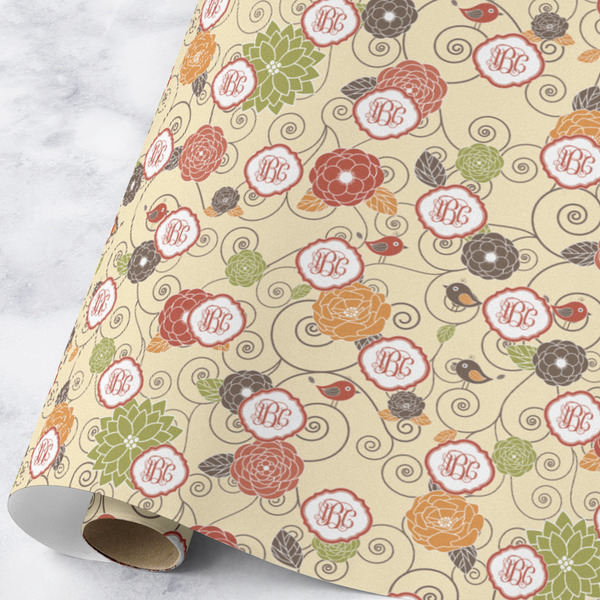 Custom Fall Flowers Wrapping Paper Roll - Large - Matte (Personalized)