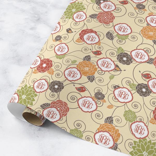 Custom Fall Flowers Wrapping Paper Roll - Medium - Matte (Personalized)