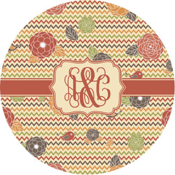 Chevron & Fall Flowers Multipurpose Round Labels - 1" (Personalized)