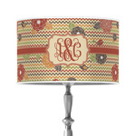 Chevron & Fall Flowers 12" Drum Lamp Shade - Poly-film (Personalized)