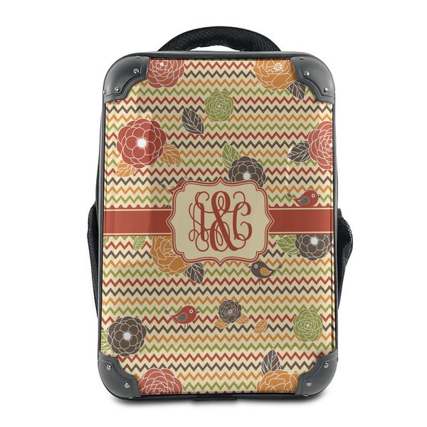 Custom Chevron & Fall Flowers 15" Hard Shell Backpack (Personalized)