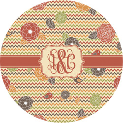 Chevron & Fall Flowers Multipurpose Round Labels - 2" (Personalized)