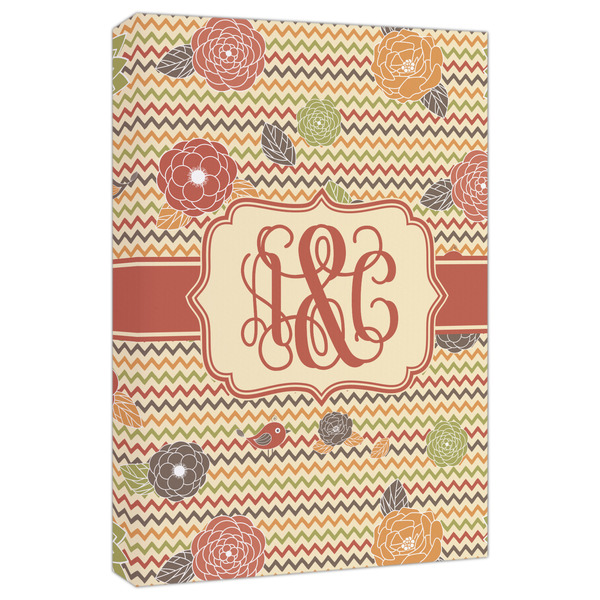 Custom Chevron & Fall Flowers Canvas Print - 20x30 (Personalized)